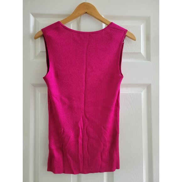 St John Collection Pink Wool blend ribbed sleeveless top size Medium career - Picture 4 of 6